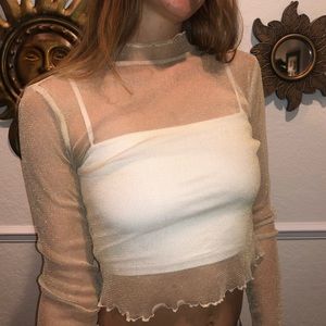 Gold sheer long sleeve top